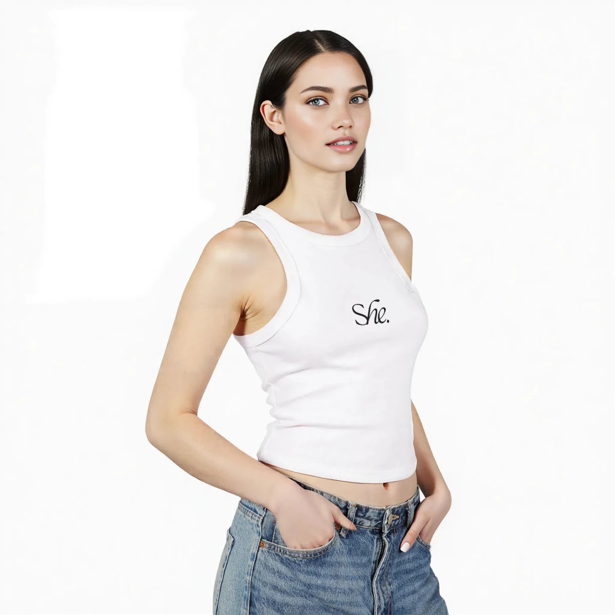 She. Women's Micro Rib Racer Tank Top - HOUSE OF SHE