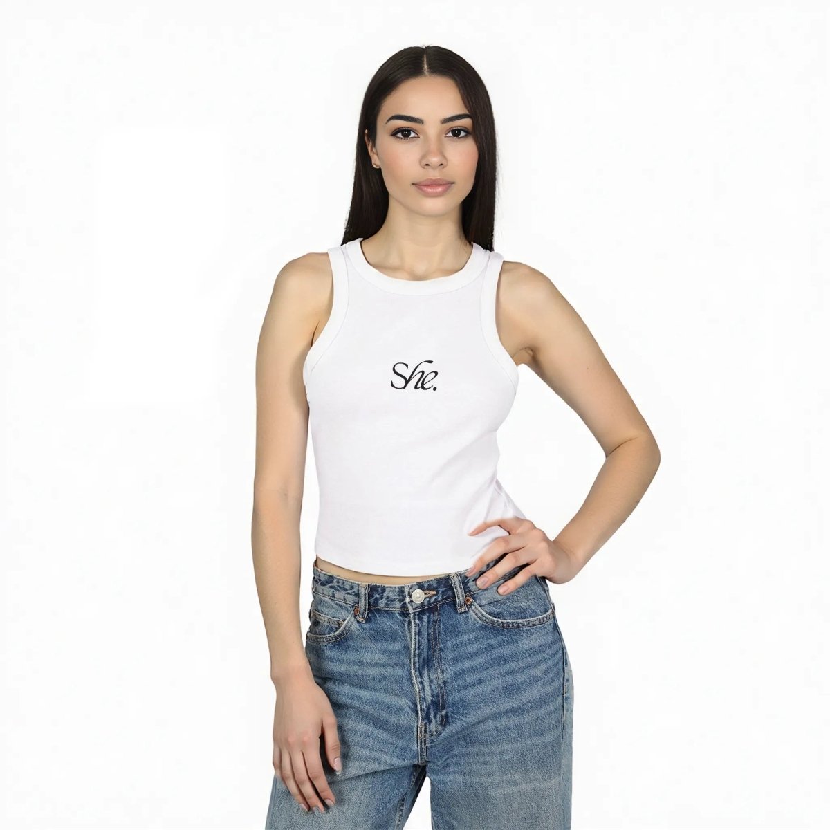She. Women's Micro Rib Racer Tank Top - HOUSE OF SHE