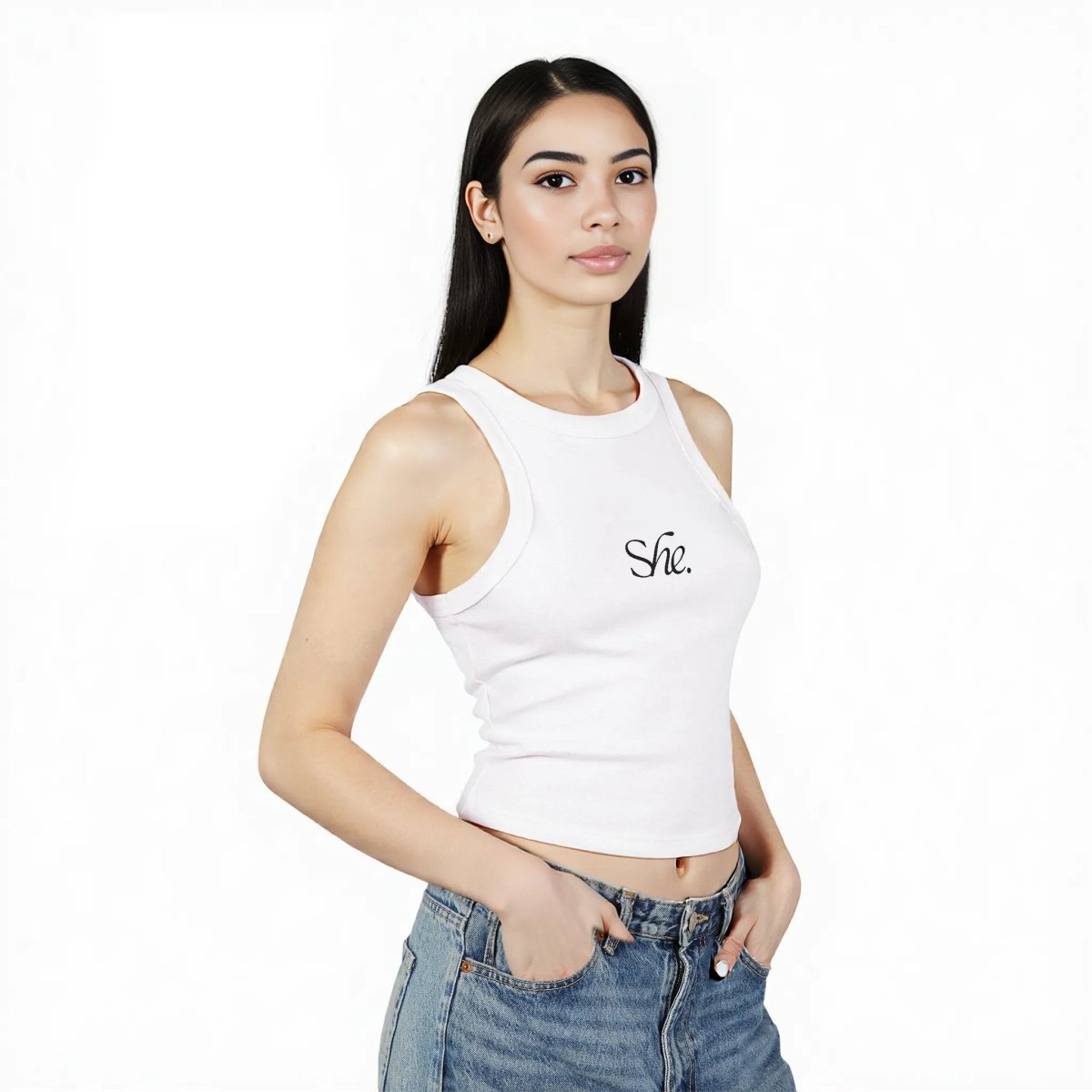 She. Women's Micro Rib Racer Tank Top - HOUSE OF SHE