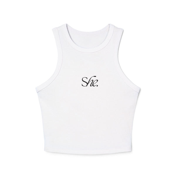 She. Women's Micro Rib Racer Tank Top
