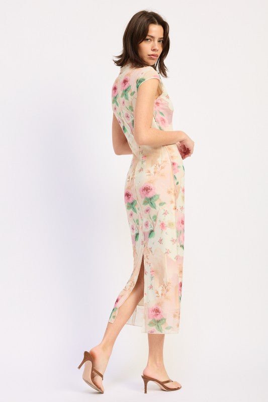 SHEER MESH MERROW SEAM MIDI DRESS - HOUSE OF SHE