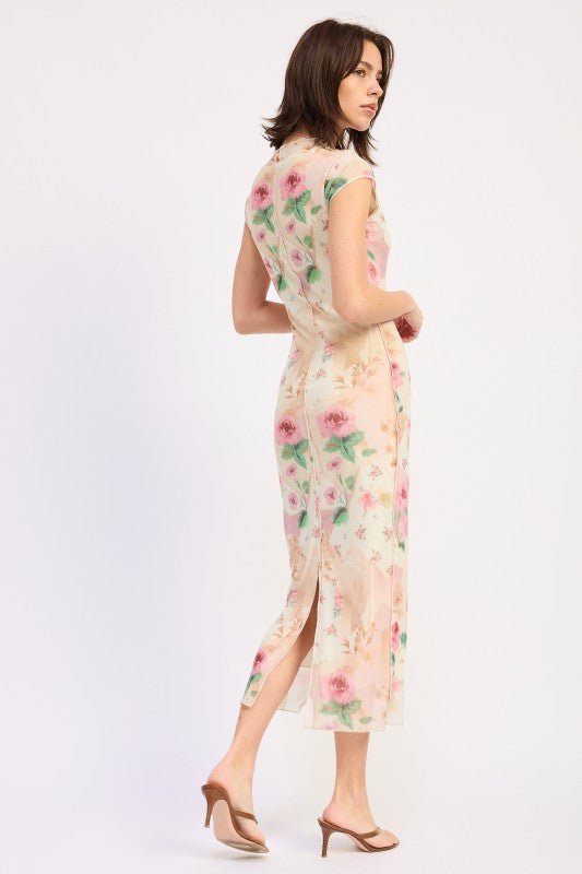 SHEER MESH MERROW SEAM MIDI DRESS - HOUSE OF SHE