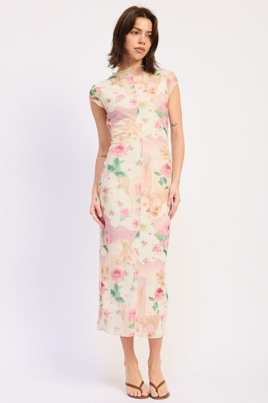 SHEER MESH MERROW SEAM MIDI DRESS - HOUSE OF SHE
