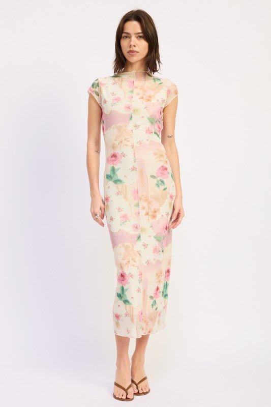 SHEER MESH MERROW SEAM MIDI DRESS - HOUSE OF SHE