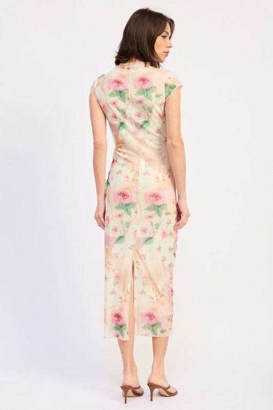 SHEER MESH MERROW SEAM MIDI DRESS - HOUSE OF SHE