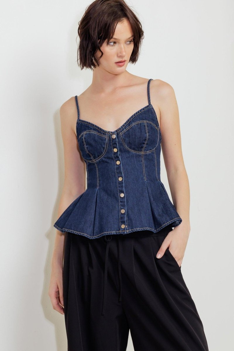Silent Authority Denim Cami Top - HOUSE OF SHE