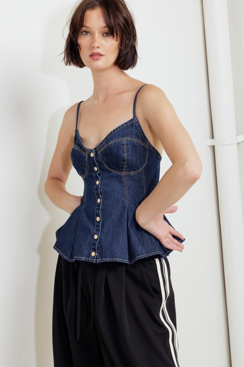 Silent Authority Denim Cami Top - HOUSE OF SHE