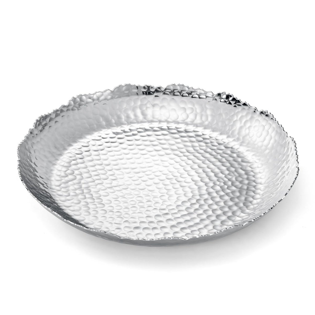Silver Hammered Decorative Bowl Elegant Aluminum Centerpiece - HOUSE OF SHE