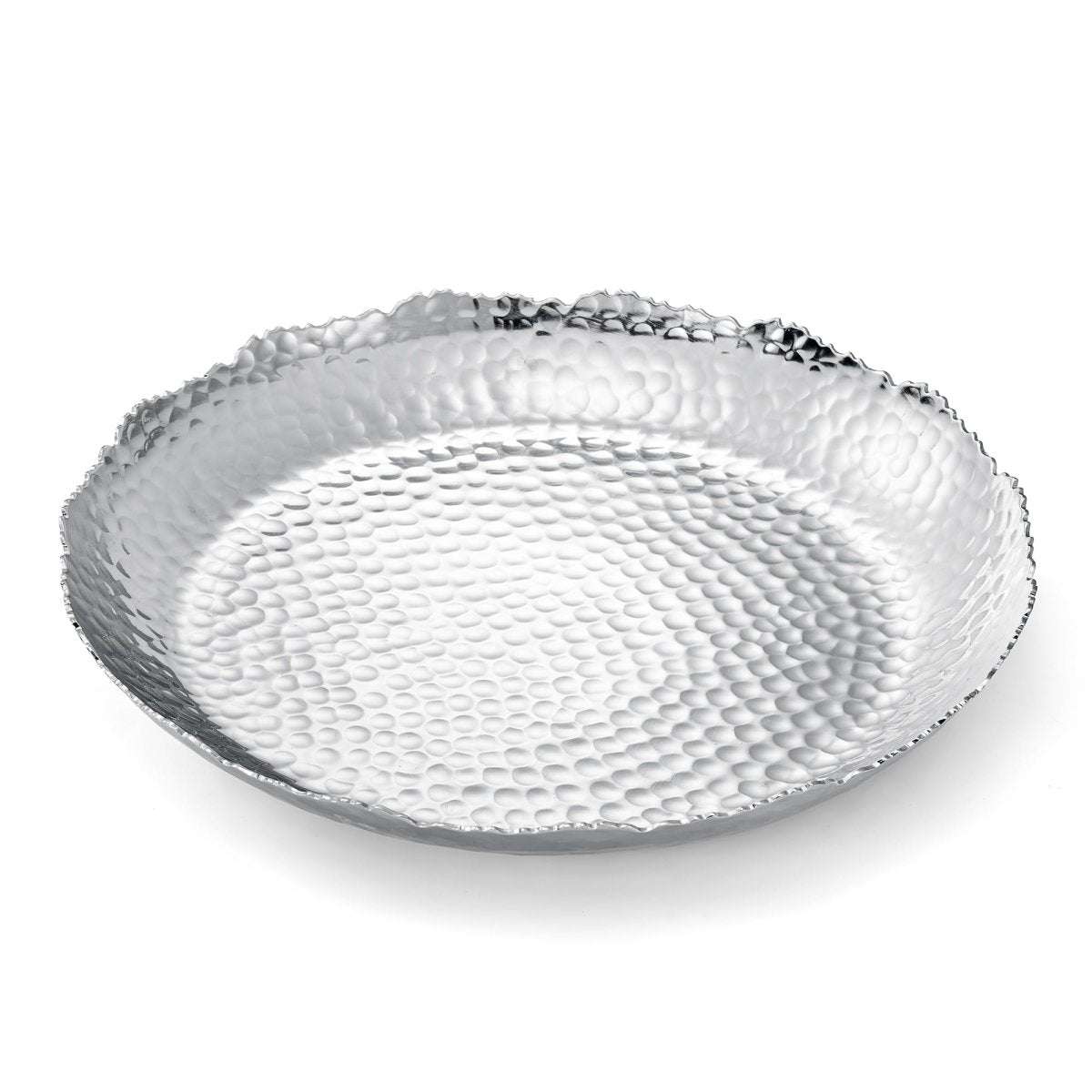 Silver Hammered Decorative Bowl Elegant Aluminum Centerpiece - HOUSE OF SHE