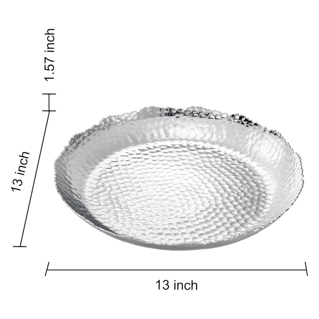 Silver Hammered Decorative Bowl Elegant Aluminum Centerpiece - HOUSE OF SHE