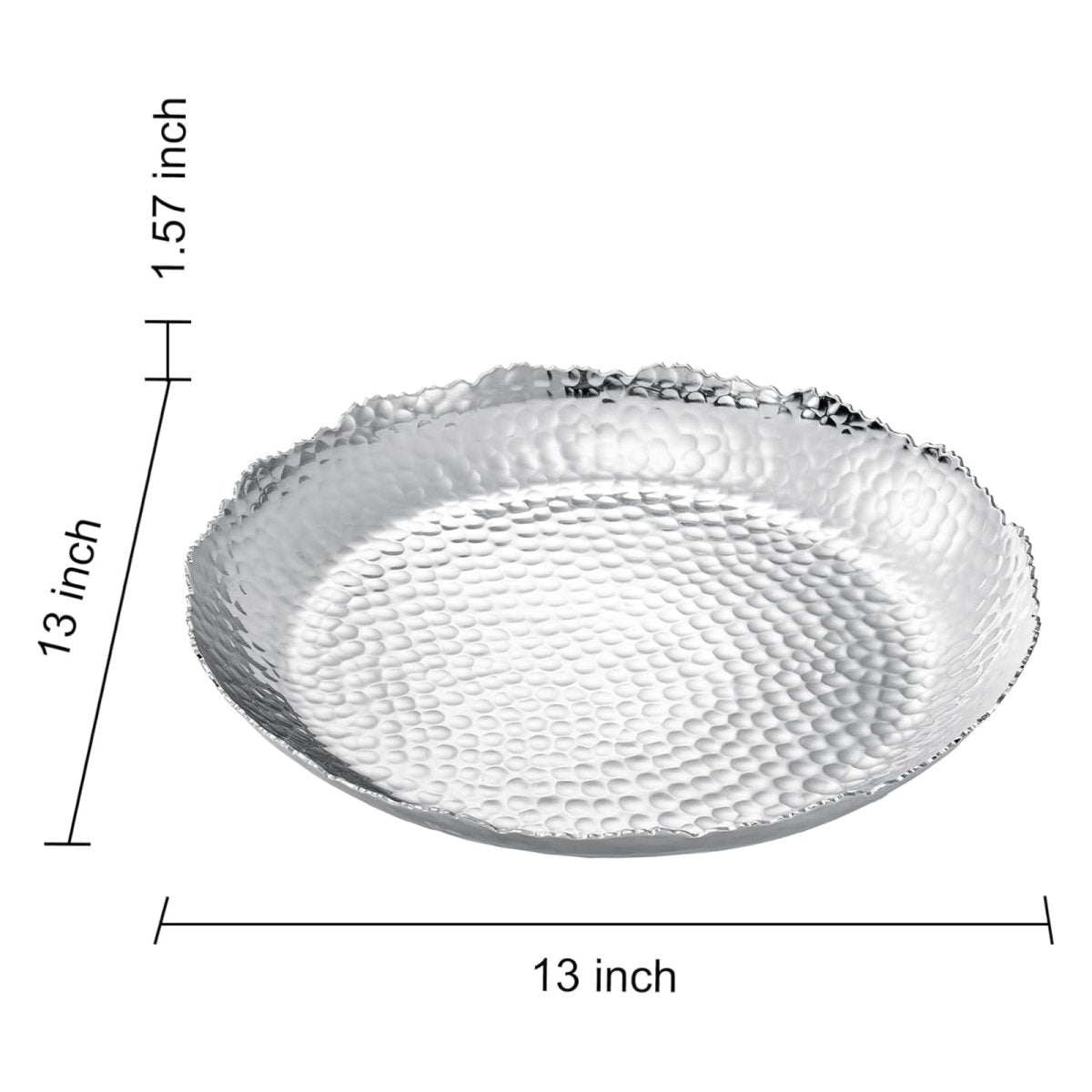 Silver Hammered Decorative Bowl Elegant Aluminum Centerpiece - HOUSE OF SHE