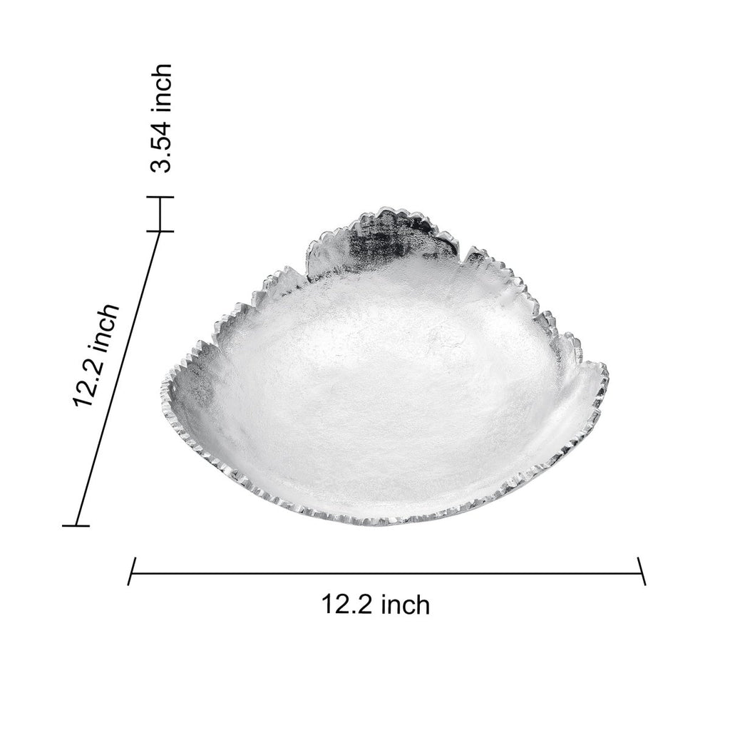 Silver Platter Bowl – Modern Aluminum Decorative Centerpiece with Textured Metallic Finish - HOUSE OF SHE