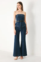 Skyline Flare Denim Tube Top - HOUSE OF SHE