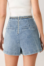 Skyward Linked Denim Crop Skort - HOUSE OF SHE