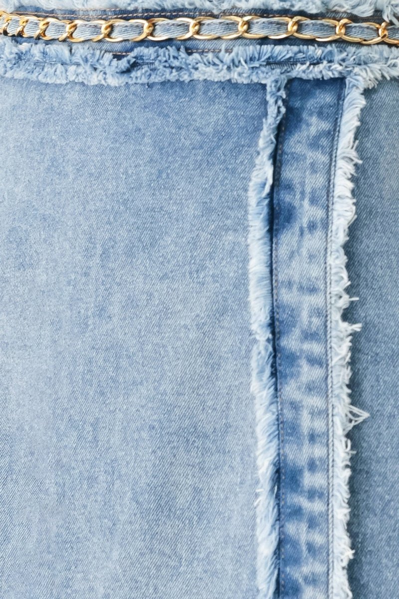 Skyward Linked Denim Crop Skort - HOUSE OF SHE