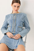 Skyward Linked Denim Crop Skort - HOUSE OF SHE