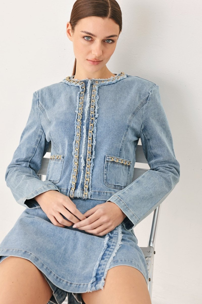 Skyward Linked Denim Crop Skort - HOUSE OF SHE