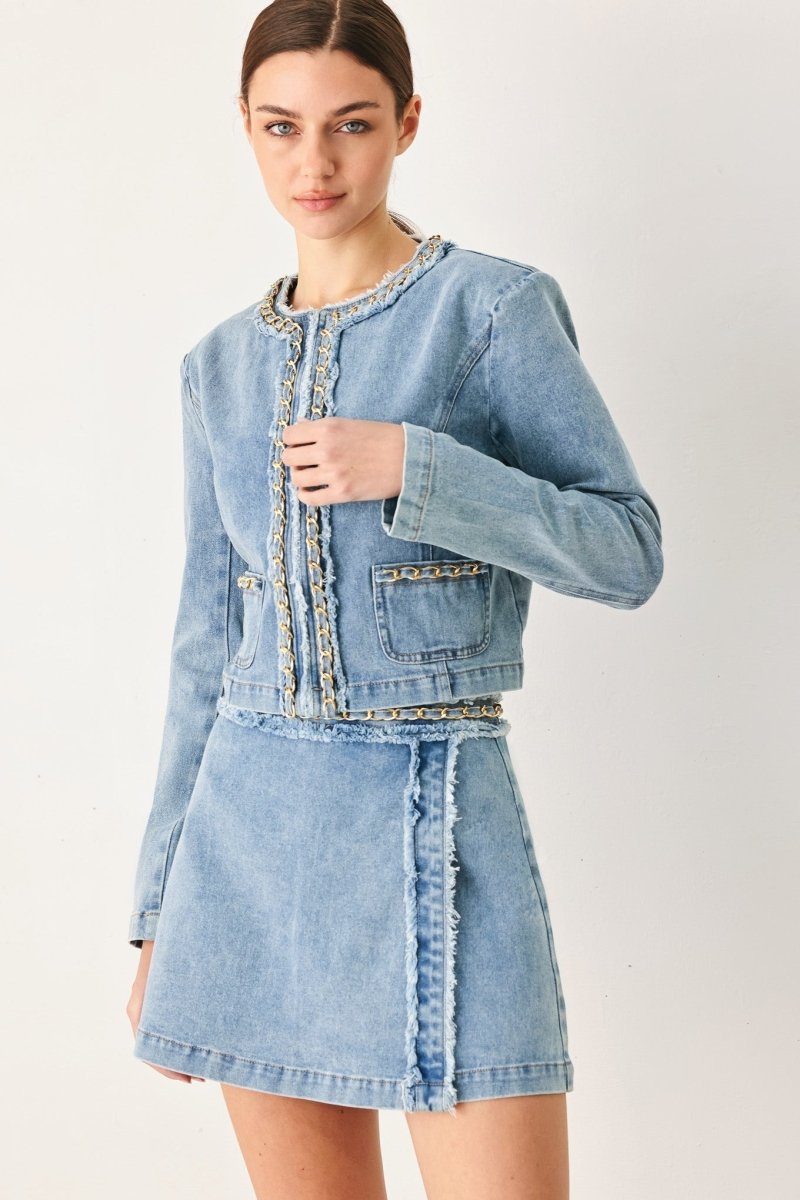 Skyward Linked Denim Crop Skort - HOUSE OF SHE