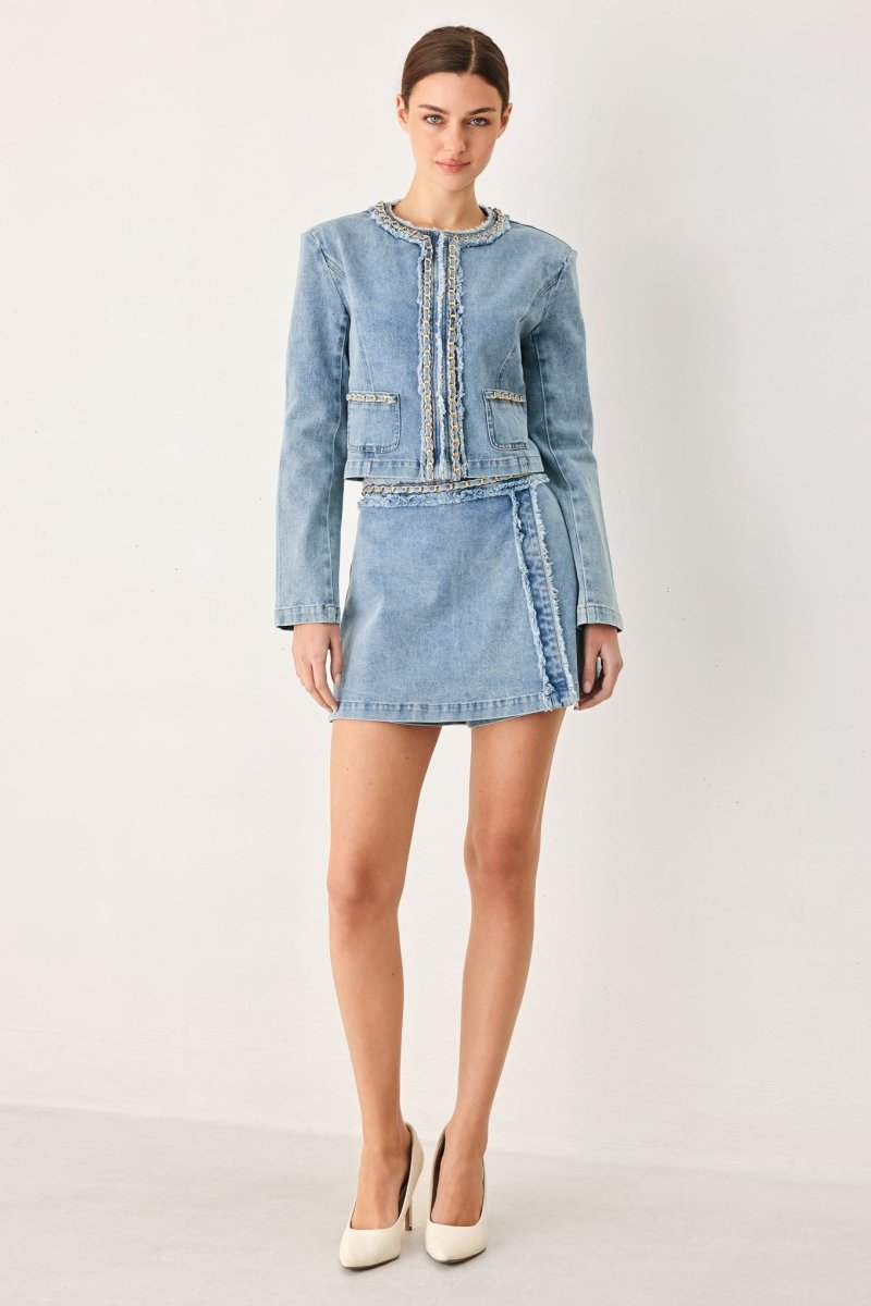 Skyward Linked Denim Crop Skort - HOUSE OF SHE