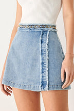 Skyward Linked Denim Crop Skort - HOUSE OF SHE