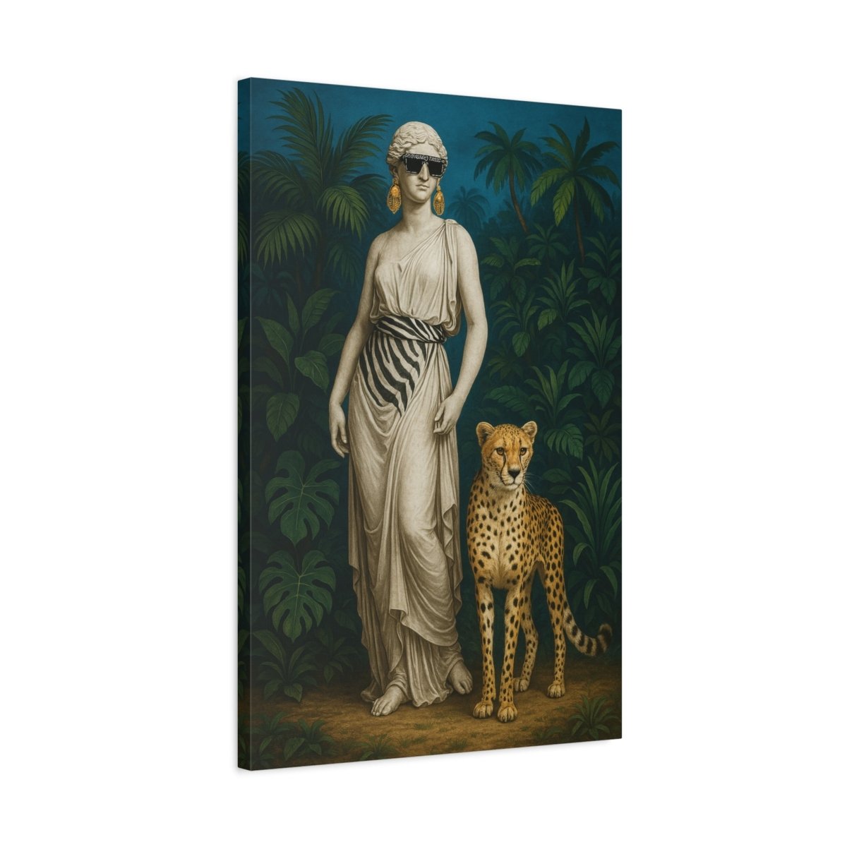 Sleek Safari Wall Art - Cool Woman and Leopard Canvas Print - HOUSE OF SHE