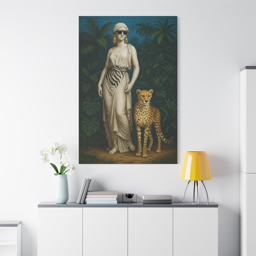 Sleek Safari Wall Art - Cool Woman and Leopard Canvas Print - HOUSE OF SHE