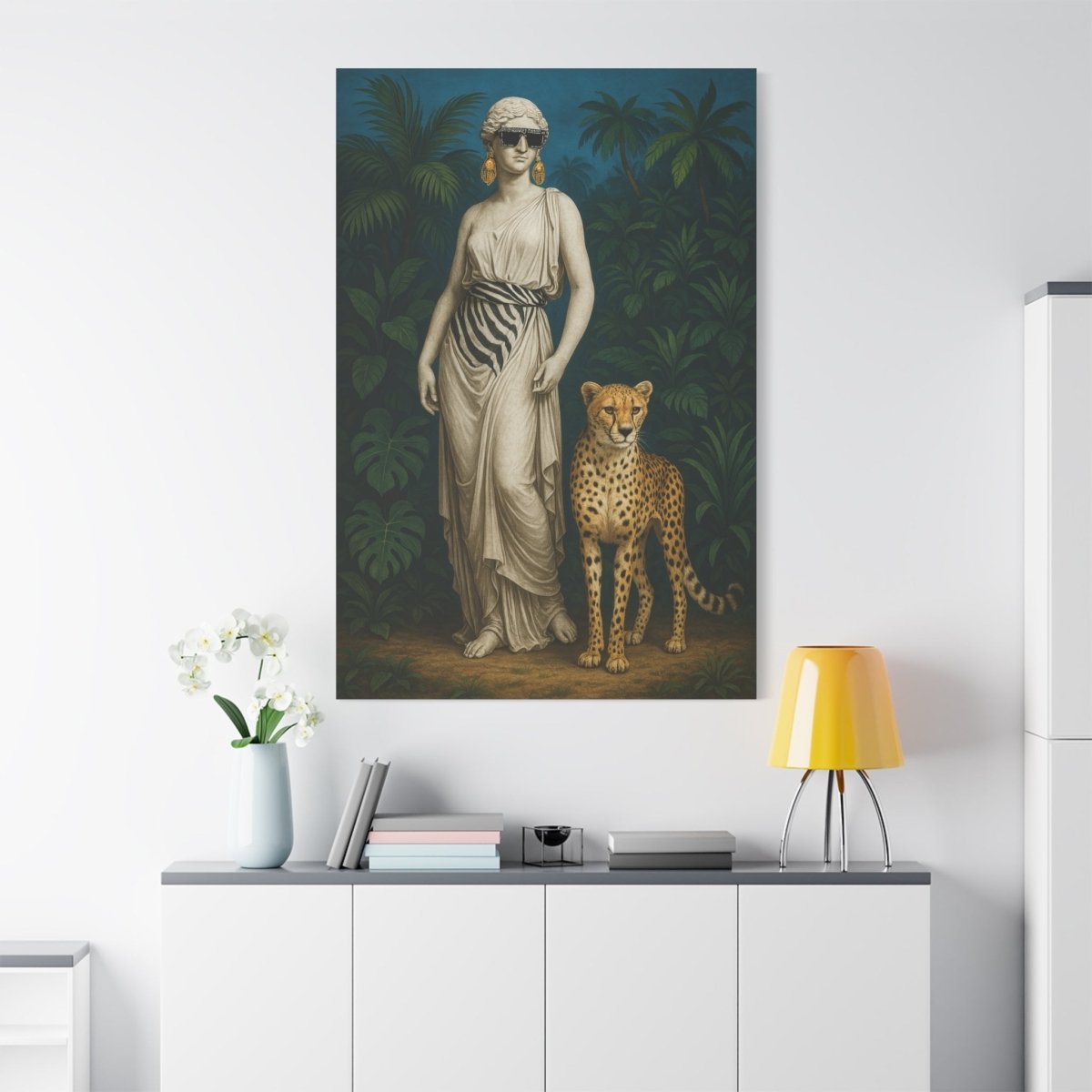 Sleek Safari Wall Art - Cool Woman and Leopard Canvas Print - HOUSE OF SHE