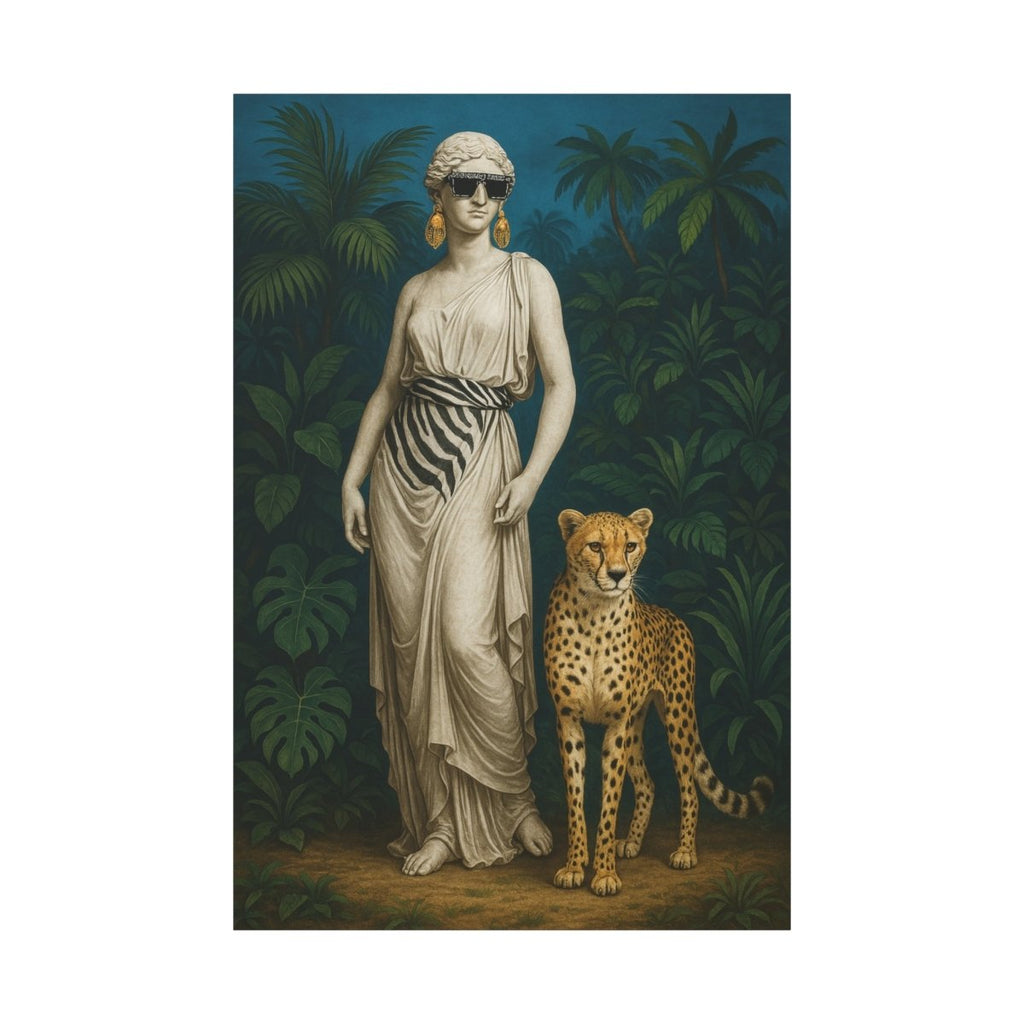 Sleek Safari Wall Art - Cool Woman and Leopard Canvas Print - HOUSE OF SHE