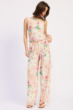 SLEEVELESS BOAT NECK TOP WITH SIDE SHIRRING - HOUSE OF SHE