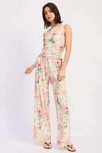 SLEEVELESS BOAT NECK TOP WITH SIDE SHIRRING - HOUSE OF SHE