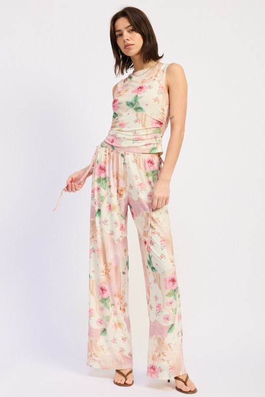 SLEEVELESS BOAT NECK TOP WITH SIDE SHIRRING - HOUSE OF SHE