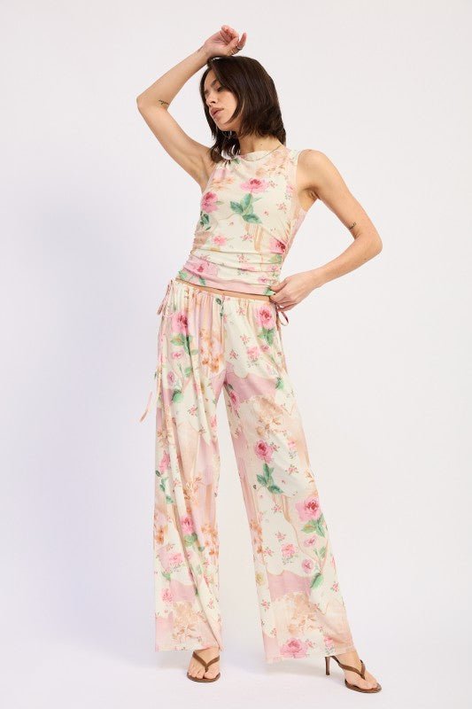 SLEEVELESS BOAT NECK TOP WITH SIDE SHIRRING - HOUSE OF SHE