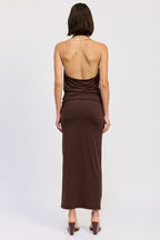 SLEEVELESS COWL NECK TOP WITH GOLD TRIM - HOUSE OF SHE