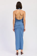 SLEEVELESS COWL NECK TOP WITH GOLD TRIM - HOUSE OF SHE