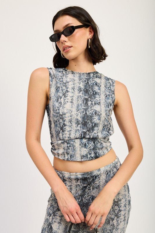 Snake Pleated Tie Back Top - HOUSE OF SHE