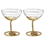 Snake Serpent Cocktail Glasses - 2 Set Gold Design Unique Reptile Inspired Barware - HOUSE OF SHE