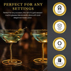 Snake Serpent Cocktail Glasses - 2 Set Gold Design Unique Reptile Inspired Barware - HOUSE OF SHE