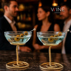 Snake Serpent Cocktail Glasses - 2 Set Gold Design Unique Reptile Inspired Barware - HOUSE OF SHE