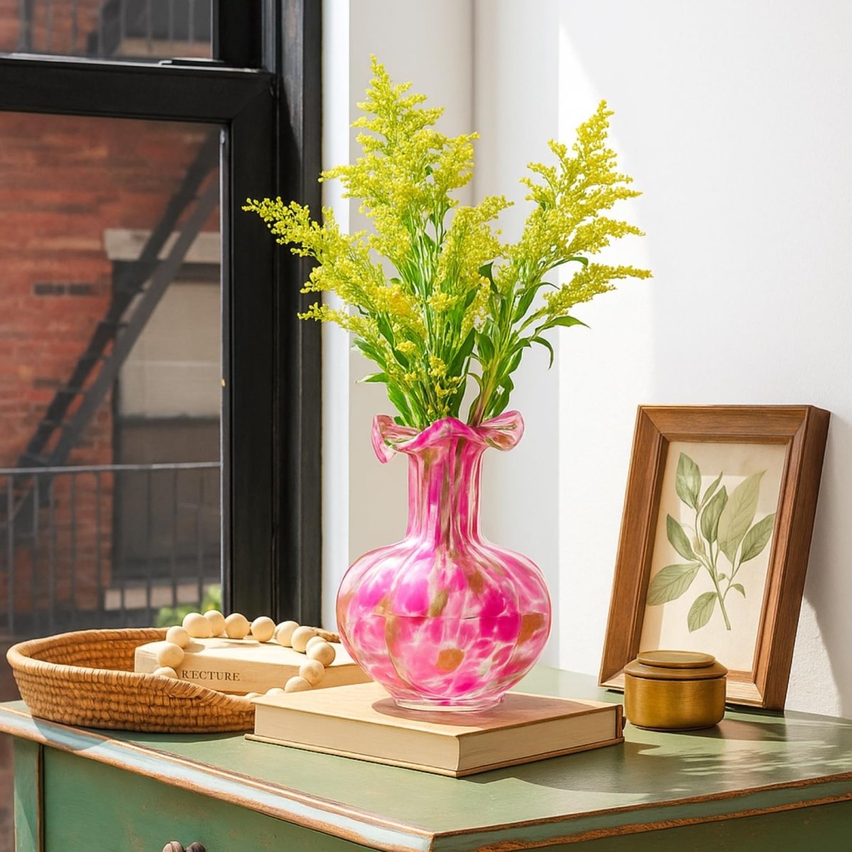 Soft Bloom Hand‑Blown Glass Flower Vase Décor  – 7″  - HOUSE OF SHE