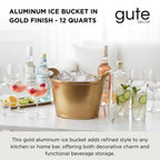 Solid Bronze Gold 12-Quart Double-Walled Insulated Ice Bucket & Champagne Cooler (13.4" x 9.45") - HOUSE OF SHE