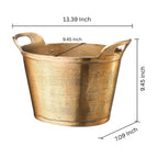 Solid Bronze Gold 12-Quart Double-Walled Insulated Ice Bucket & Champagne Cooler (13.4" x 9.45") - HOUSE OF SHE
