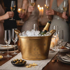 Solid Bronze Gold 12-Quart Double-Walled Insulated Ice Bucket & Champagne Cooler (13.4" x 9.45") - HOUSE OF SHE