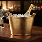 Solid Bronze Gold 12-Quart Double-Walled Insulated Ice Bucket & Champagne Cooler (13.4" x 9.45") - HOUSE OF SHE