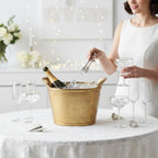 Solid Bronze Gold 12-Quart Double-Walled Insulated Ice Bucket & Champagne Cooler (13.4" x 9.45") - HOUSE OF SHE