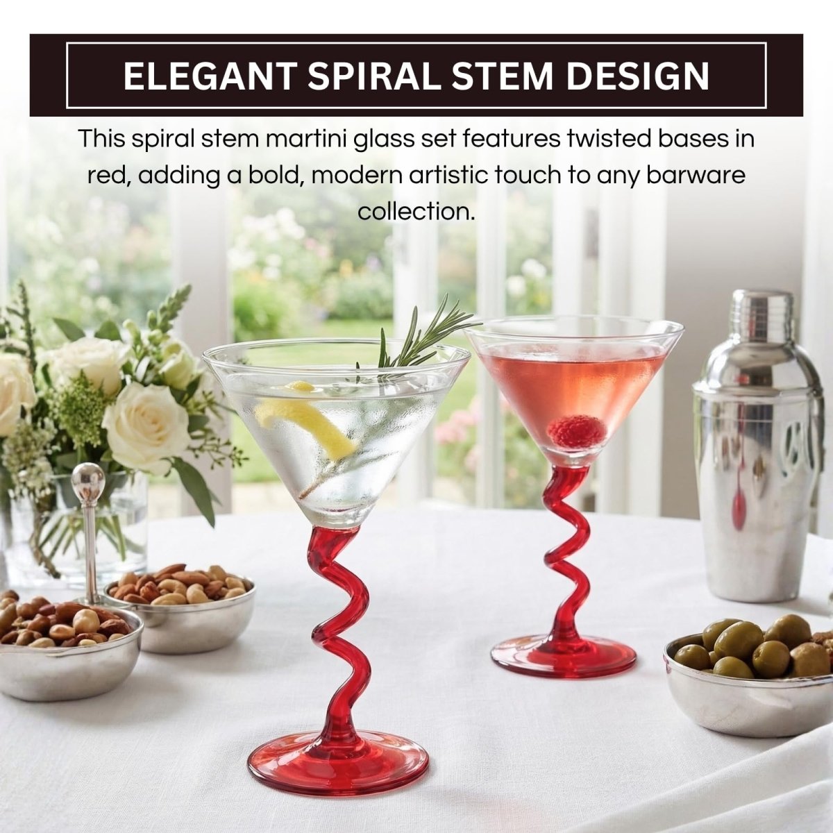Spiral Stem Martini Glasses - HOUSE OF SHE
