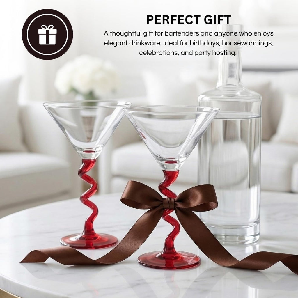 Spiral Stem Martini Glasses - HOUSE OF SHE