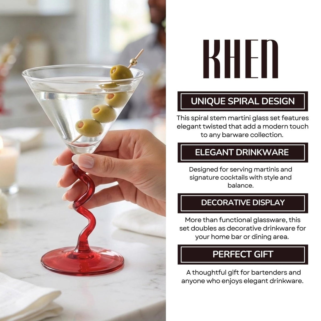 Spiral Stem Martini Glasses - HOUSE OF SHE