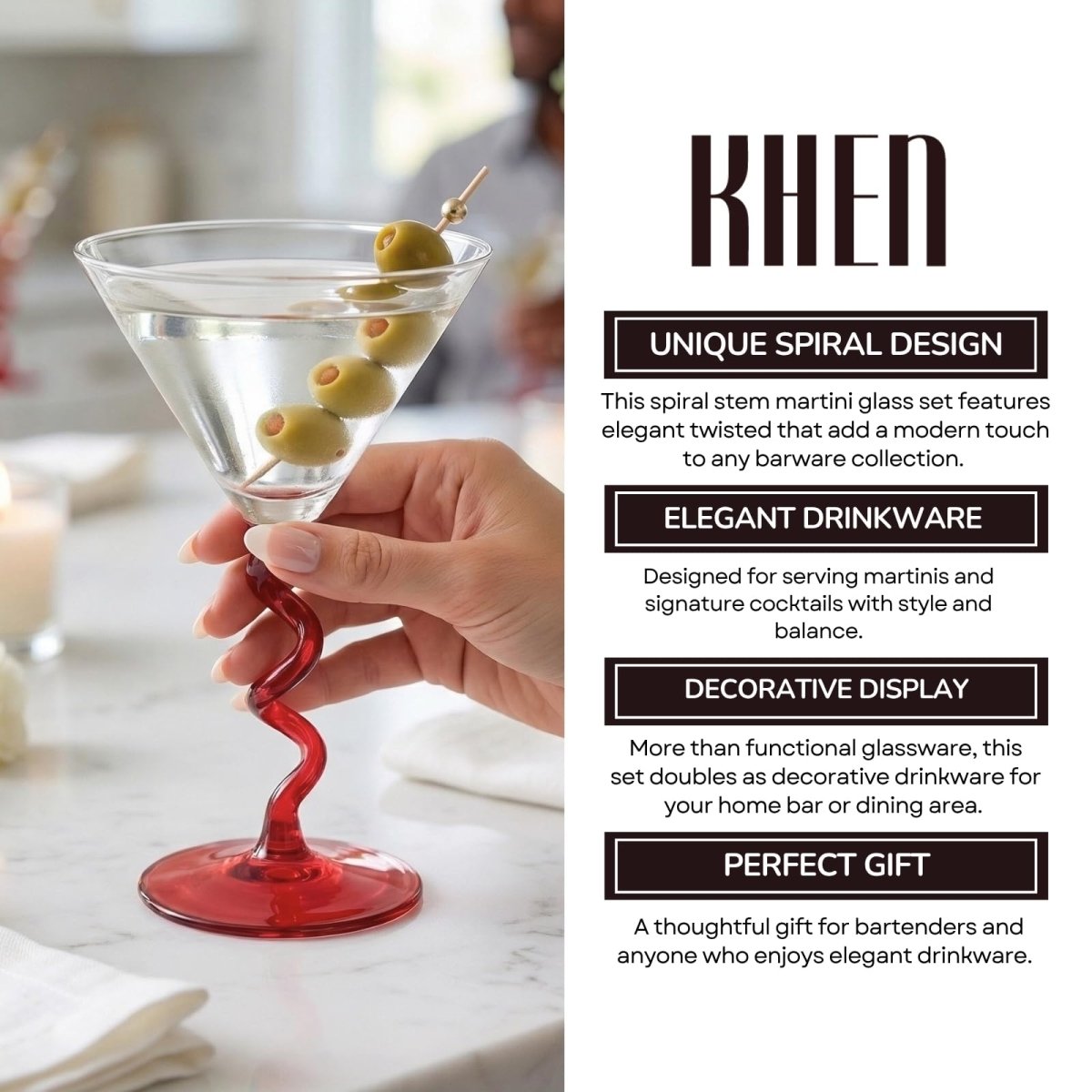 Spiral Stem Martini Glasses - HOUSE OF SHE
