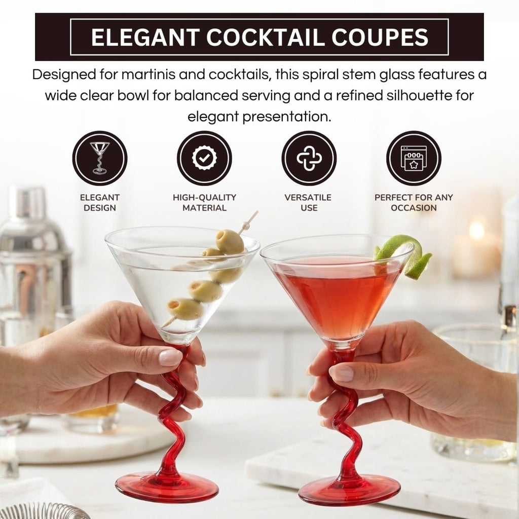 Spiral Stem Martini Glasses - HOUSE OF SHE