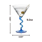 Spiral Stem Martini Glasses Set of 2, 9.2oz 7.05" Blue - HOUSE OF SHE